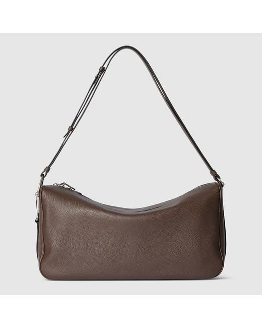 Gucci Brown Half Horsebit Crossbody Bag, Leather for men