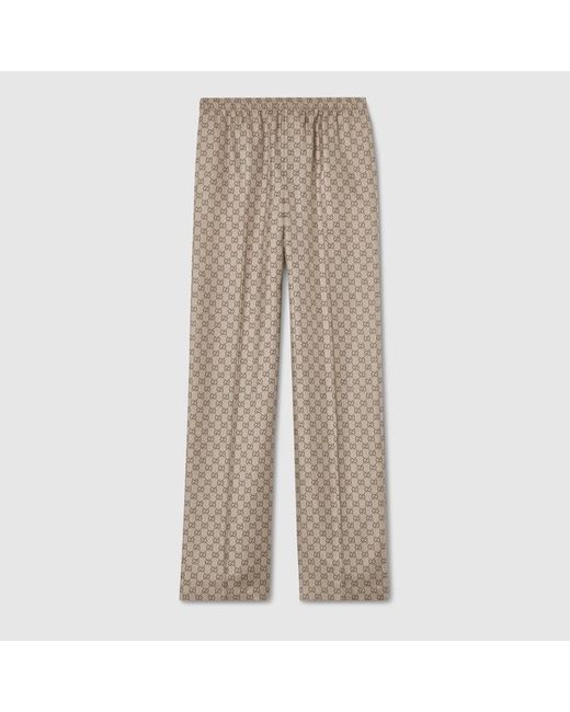 Gucci Natural Printed Silk Twill Pants, Ready-To-Wear for men
