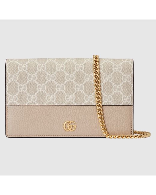 Gucci Natural Gg Marmont Bi-Color Wallet On Chain