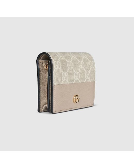 Gucci Natural Bi-Color Gg Marmont Small Wallet, Leather