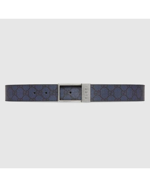 Cintura GG Con Fibbia Rettangolare di Gucci in Blue da Uomo