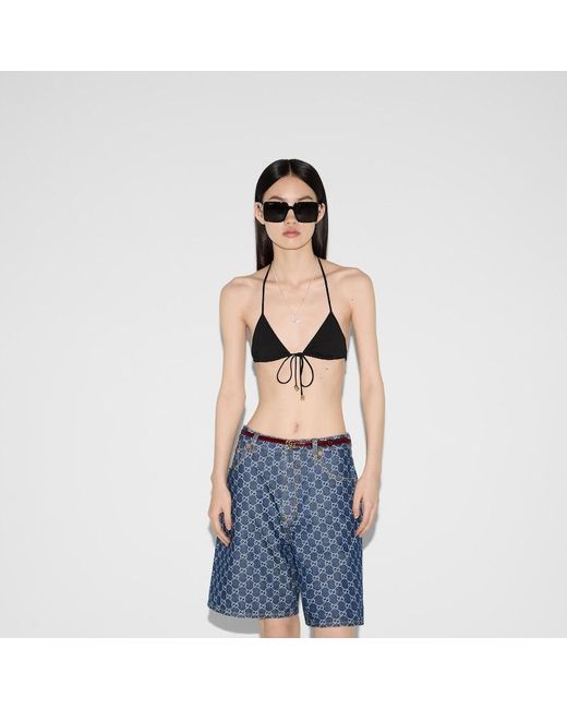 Gucci Black Sparkling Jersey Bikini