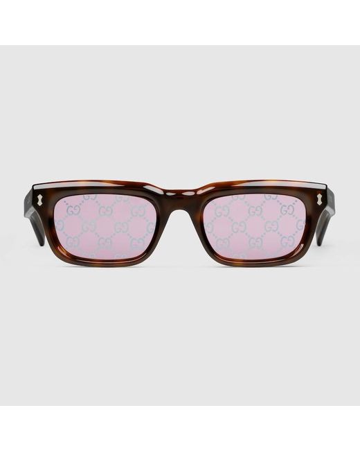 Gucci Brown Rectangular Frame Sunglasses for men