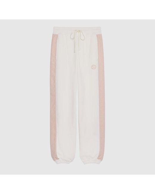 Gucci White GG Felted Cotton Jersey Track Bottoms