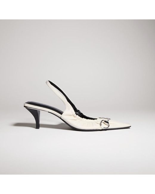 Gucci White Vittoria Slingback Pump With Elastic, Leather
