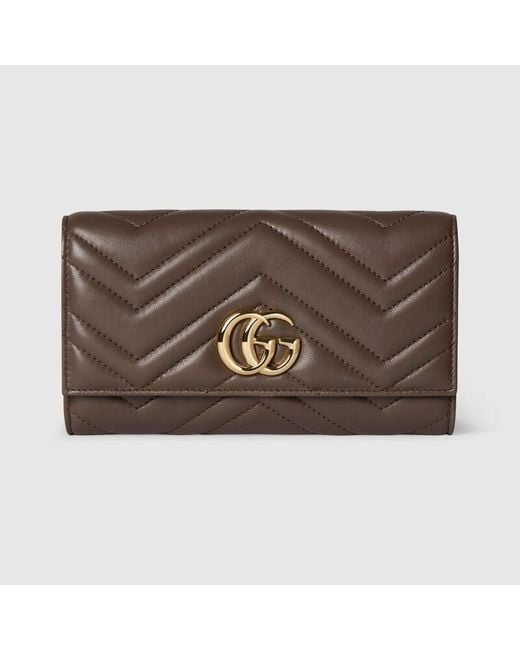 Gucci Brown Gg Marmont Continental Wallet, Leather