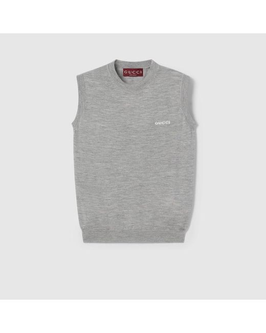 Gucci カシミアシルク スリーブレス トップ, グレー, ウェア Gray