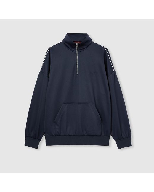 Gucci Blue Technical Jersey Sweatshirt With Embossed Logo for men