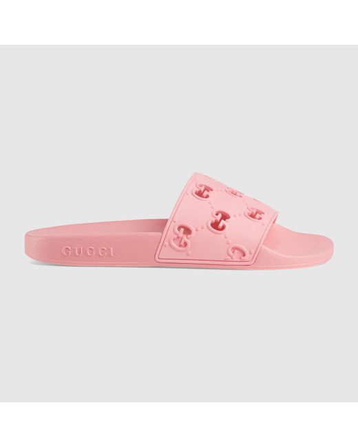 Gucci 【公式】 (グッチ)ラバー GG ウィメンズ スライドサンダルピンク ラバーピンク Pink