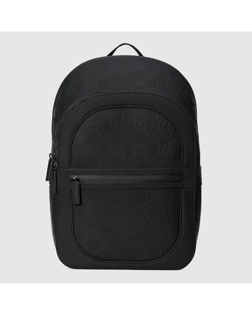 Gucci Black GG Rubber-effect Backpack for men