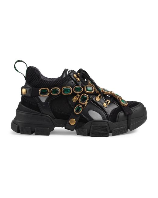 Gucci Black Flashtrek Sneakers With Removable Crystals