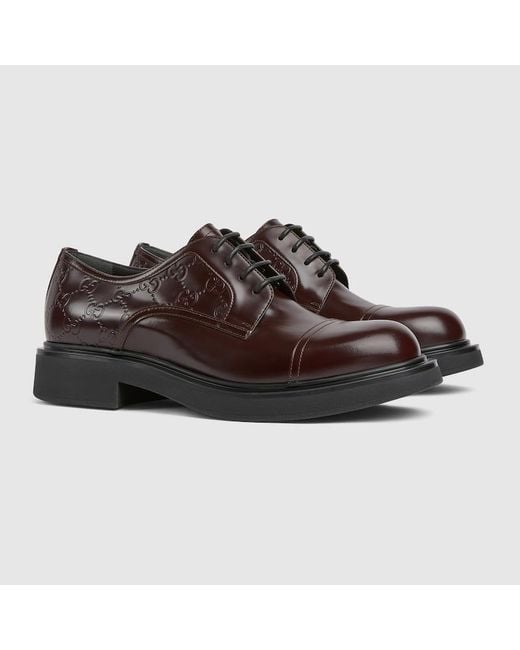 Scarpa Stringata Uomo Con Dettaglio Gg, Taglia di Gucci in Brown da Uomo