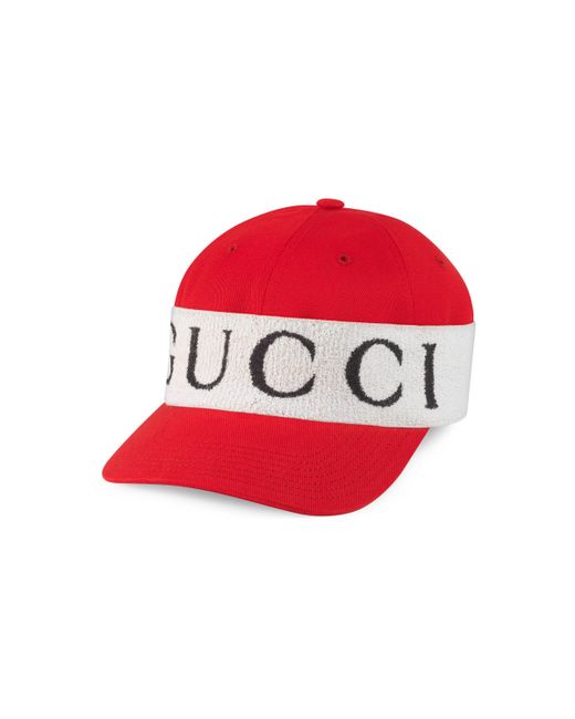 Gucci Red Baseball Hat With Headband
