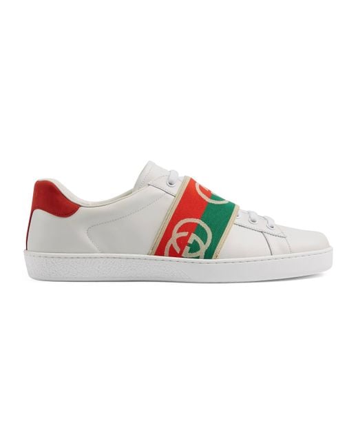 Gucci White Ace Sneaker With Elastic Web for men