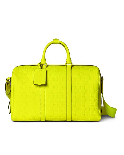Gucci Yellow GG Rubber-effect Medium Duffle Bag