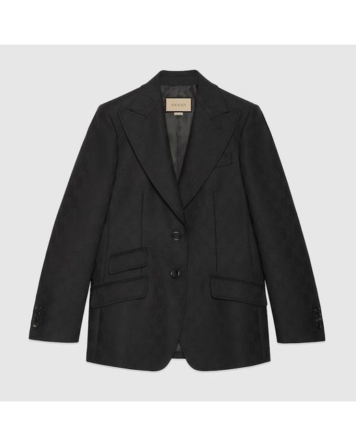 Gucci Black GG Wool Jacquard Jacket