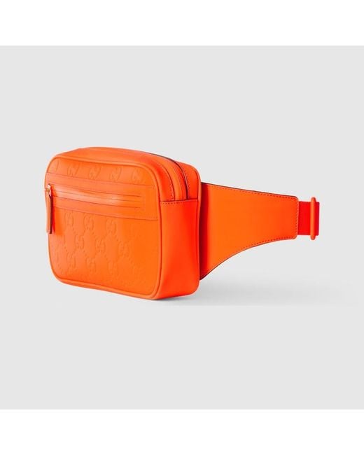 Gucci Orange GG Rubber-effect Belt Bag for men