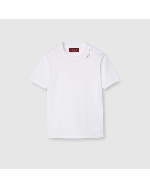 Gucci ライトコットンジャージー Tシャツ, ホワイト, ウェア White
