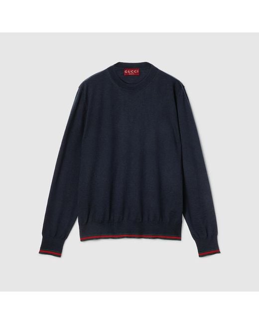 Gucci Pullover Aus Wollstrick Mit Web, Grösse in Blue für Herren