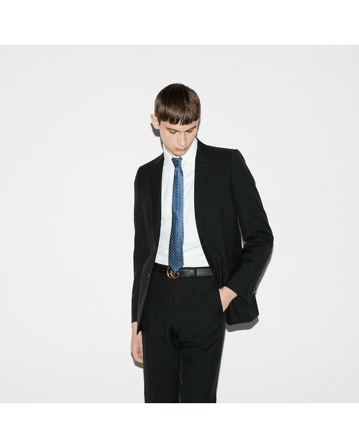Gucci Blue Gg Silk Jacquard Tie for men