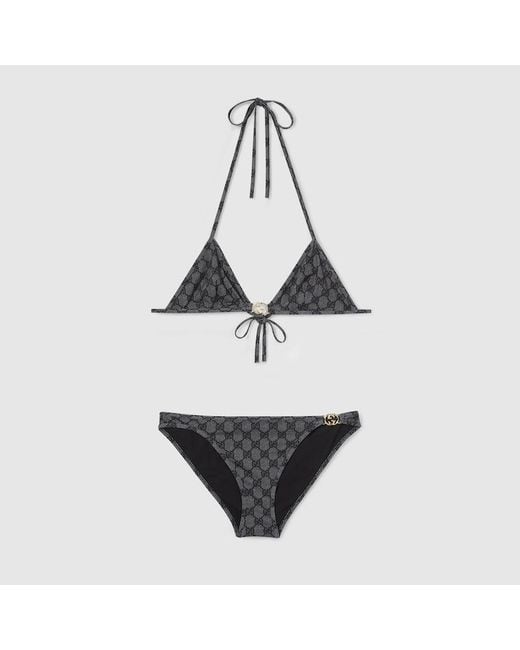 Gucci Black Printed Gg Stretch Jersey Bikini