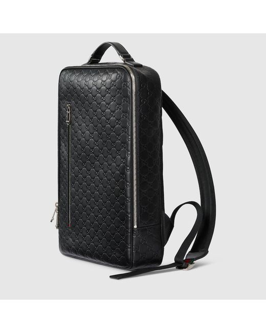 Gucci Black Gg Emblem Medium Backpack for men