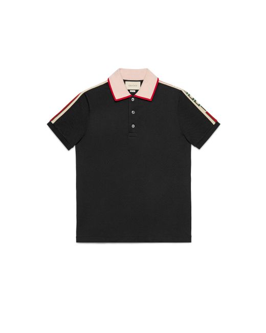 Gucci GG Embroidered Stretch-cotton Polo Shirt in Black for Men - Save ...
