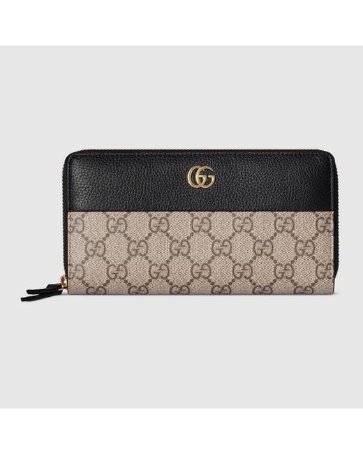 Portafoglio Gg Marmont Bicolore Con Cerniera di Gucci in Black