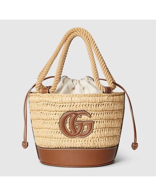 Gucci Metallic Woven Mini Bucket Bag, Fabric