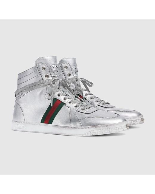 Gucci Metallic Stretch High-Top Trainer, Uk for men