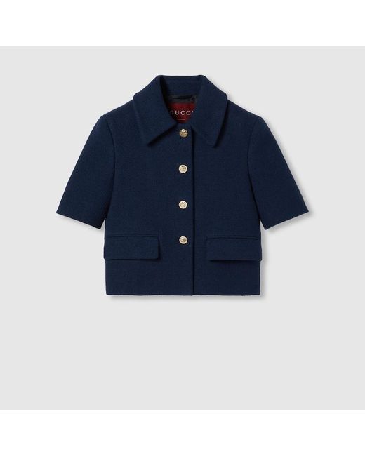 Gucci コットンツイード ジャケット, ブルー, ウェア Blue