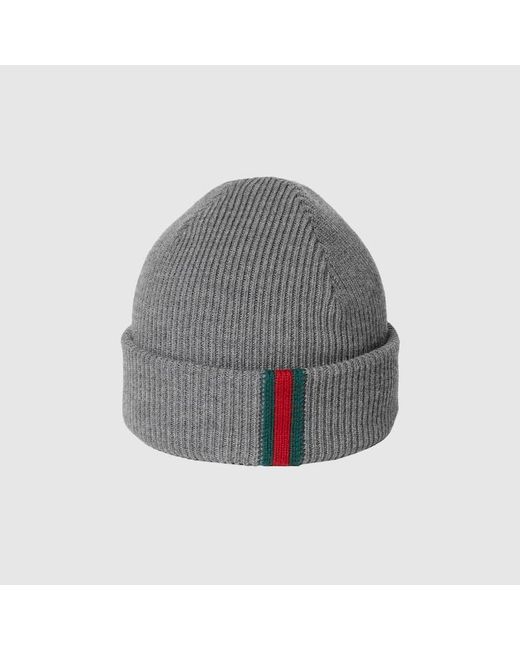 Bonnet En Laine Avec Bande Web, Taille Gucci pour homme en coloris Gray