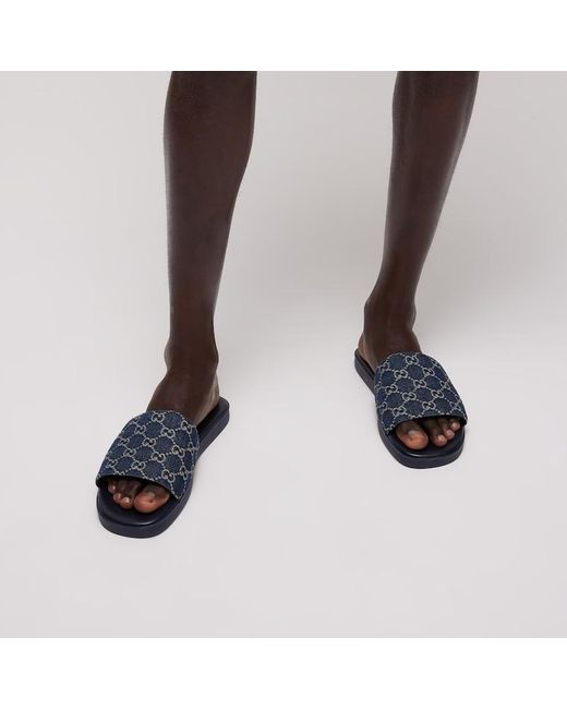 Gucci Blue Slide Sandal, Fabric for men