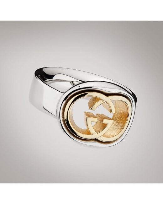 Gucci Metallic Interlocking Ring Mit Ausschnitt, Größe
