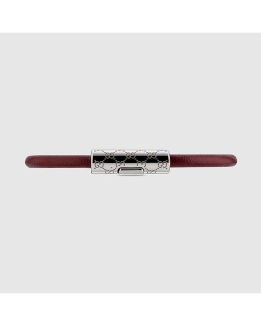 Gucci Red Bracelet With Gg Detail Leather