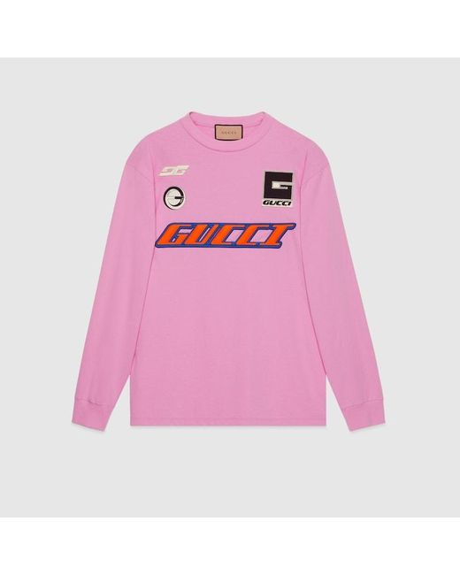Gucci Pink Cotton Jersey Long-sleeved T-shirt for men