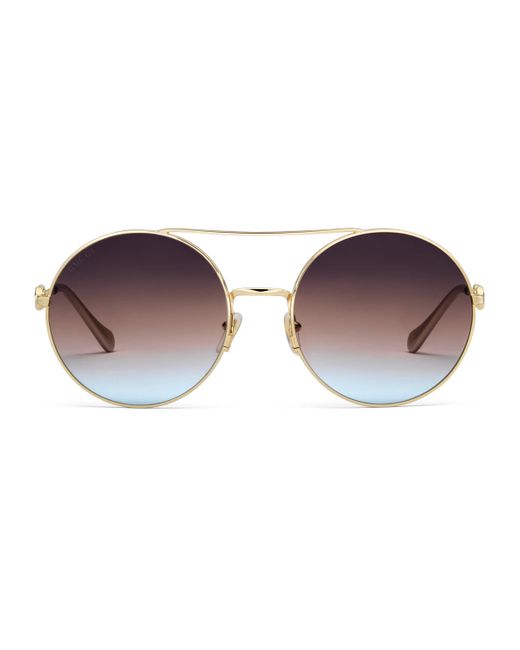 Gucci Metallic Sonnenbrille mit rundem rahmen