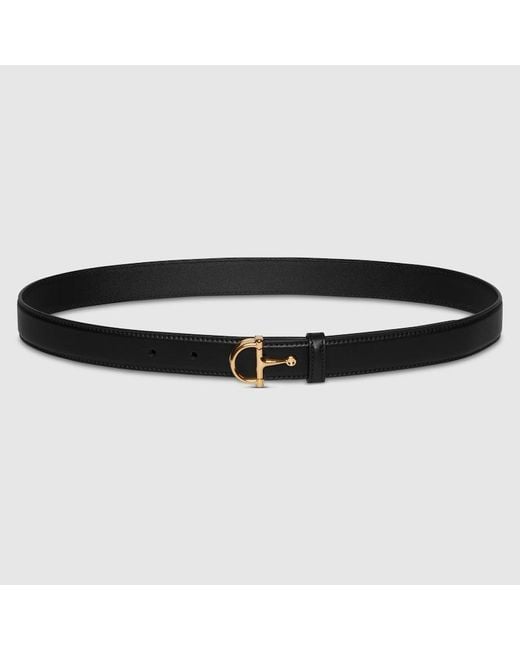 Gucci Black Thin Belt With Half-Horsebit Buckle, Size 100