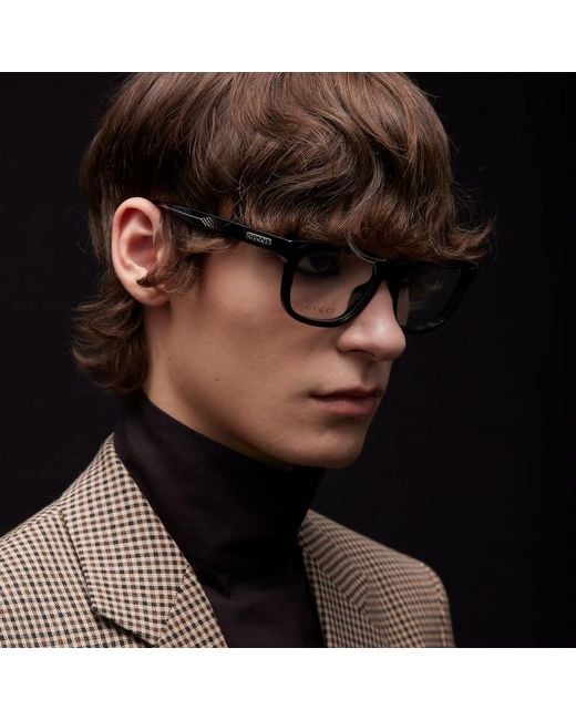 Gucci Brown Rectangular Optical Frame for men