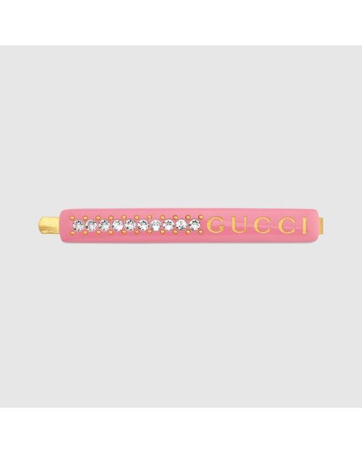 Gucci Pink '' Hair Slide With Crystals