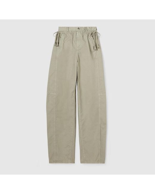 Gucci Natural Cotton Twill Pants With Tie Sides