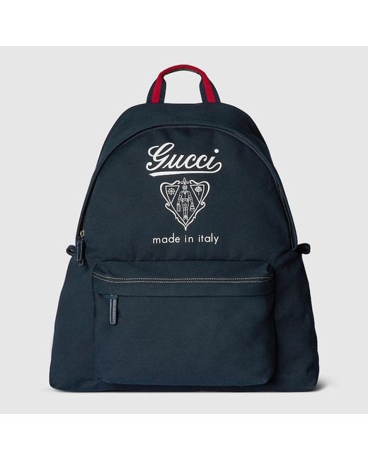 Gucci Blue Printed Canvas Maxi Backpack for men