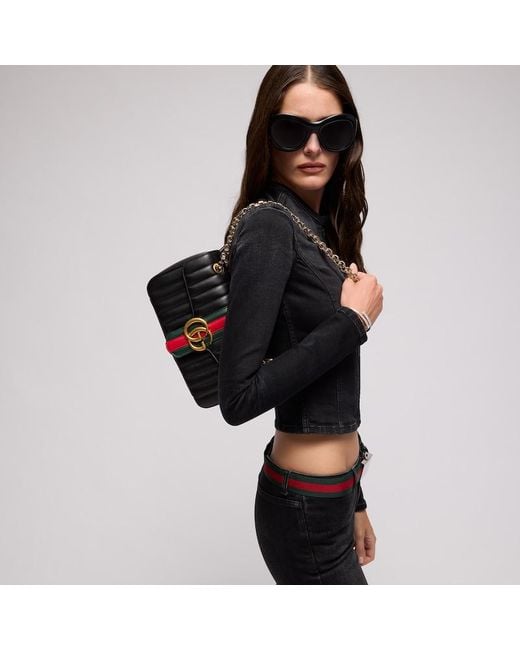 Gucci Black Jetset Gg Marmont Medium Shoulder Bag