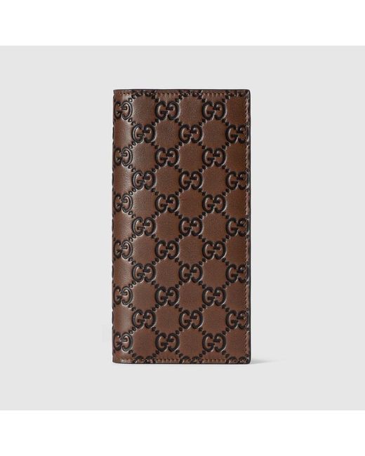 Gucci Brown Gg Emblem Long Wallet, Leather for men