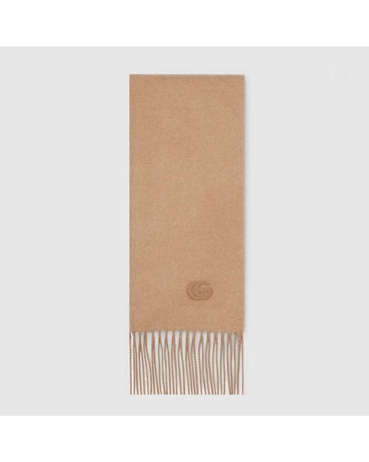 Gucci Natural Cashmere Scarf With Patch