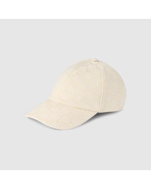 Gucci Natural Gg Cotton Canvas Baseball Hat, Gg Canvas