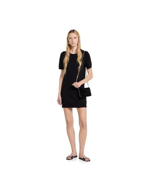 Gucci Black Fine Wool Dress With Gg Crystals