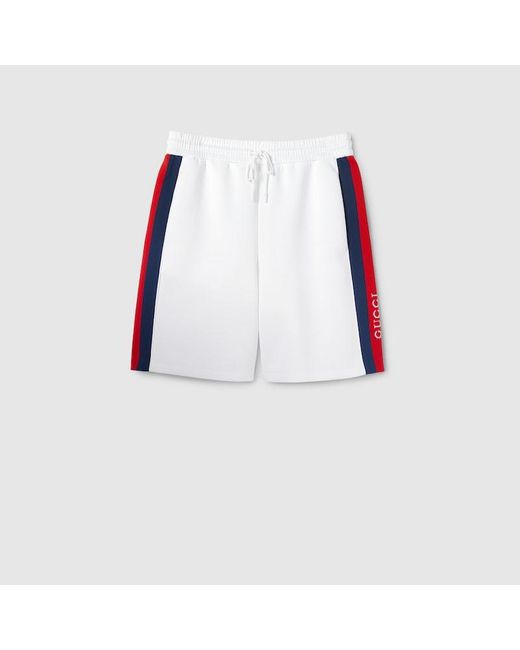 Gucci White Neoprene Shorts With Web