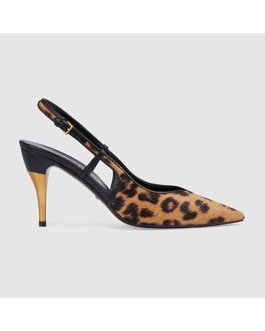 Gucci Metallic Slingback Heeled Pump