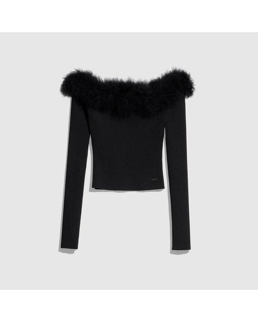 Gucci Black Rib Viscose Off-The-Shoulder Top, Size Xxl, Ready-To-Wear